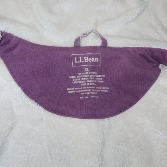 Womens LL Bean 1912 Purple Lavender Warm Thick Sherpa Fleece Hoodie Jacket sz XL - Picture 6 of 6